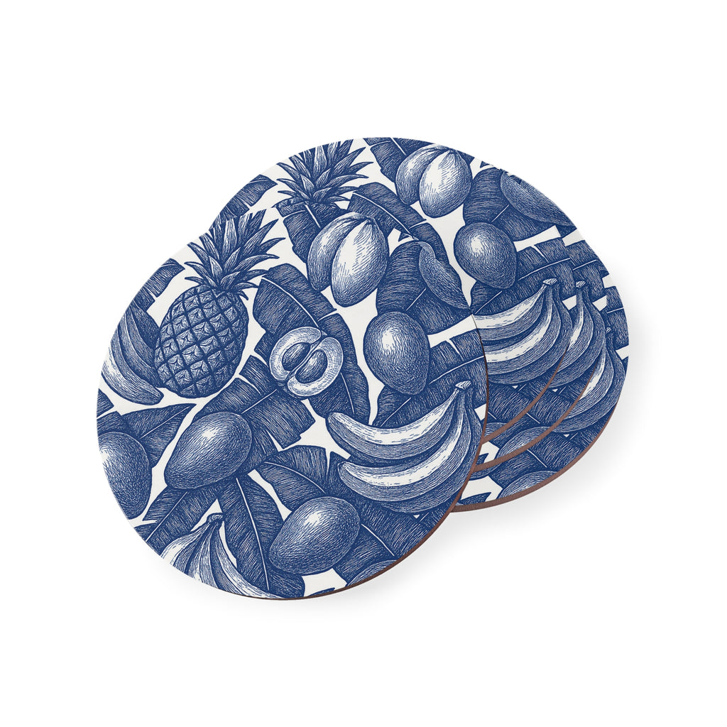Coasters With Vintage Tropical Fruit Print.
