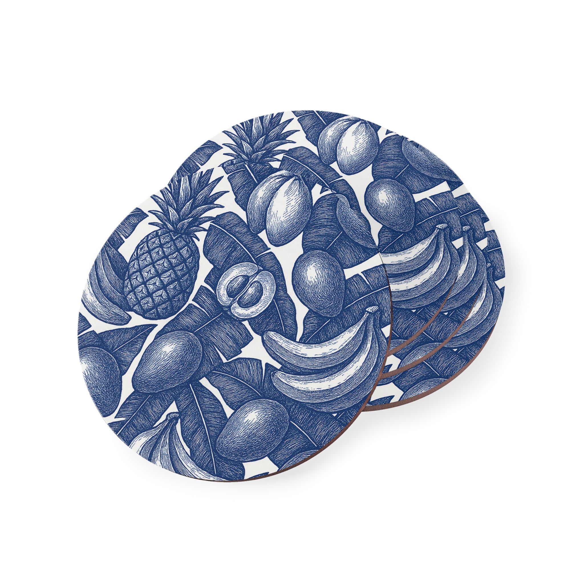 Coasters With Vintage Tropical Fruit Print.
