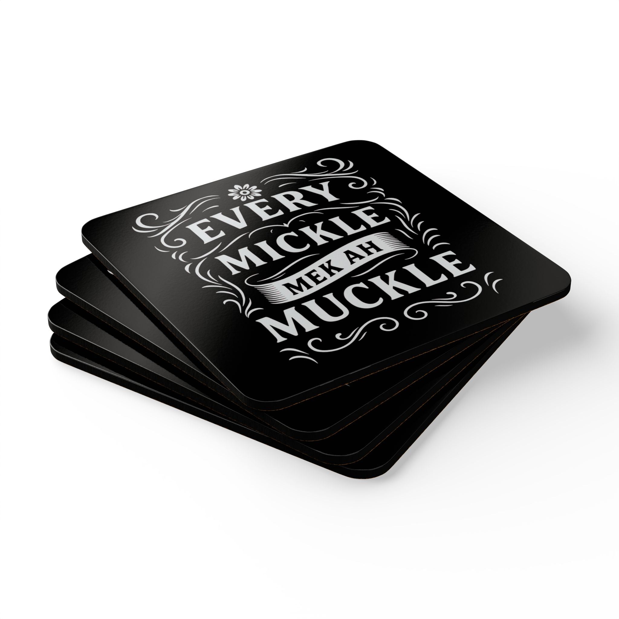 Black & white Corkwood Coaster Set.