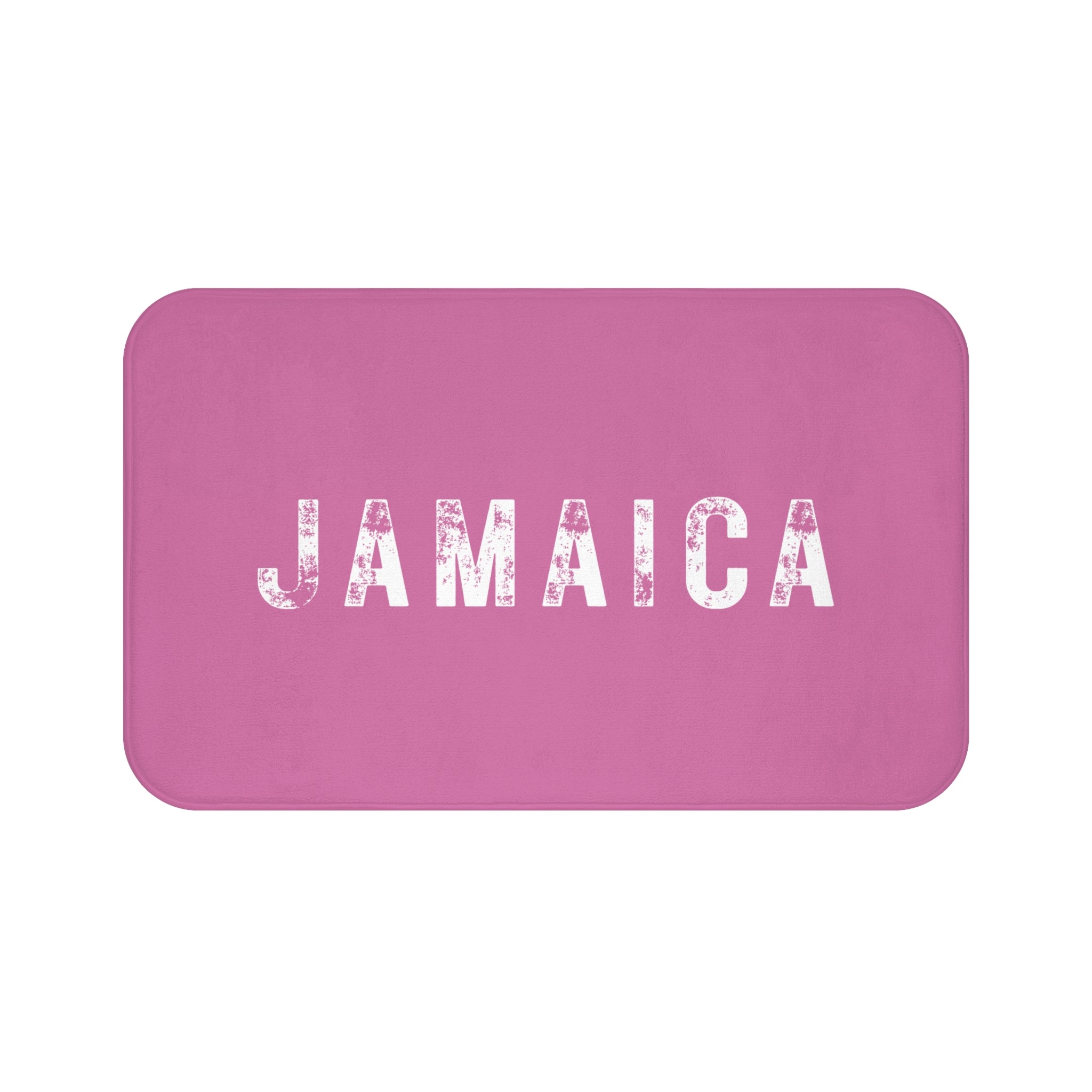 Bath Mat With Bold "Jamaica" Print.