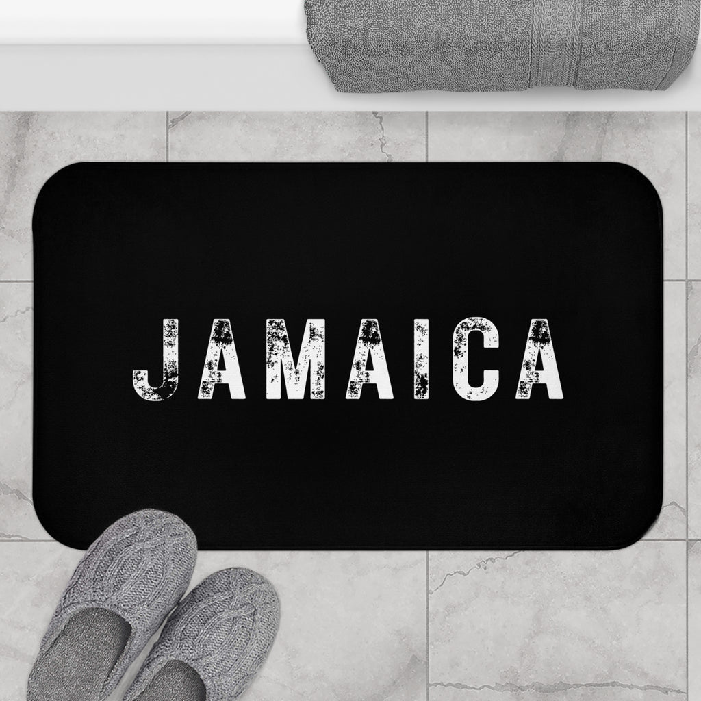 Bath Mat With Bold "Jamaica" Print.