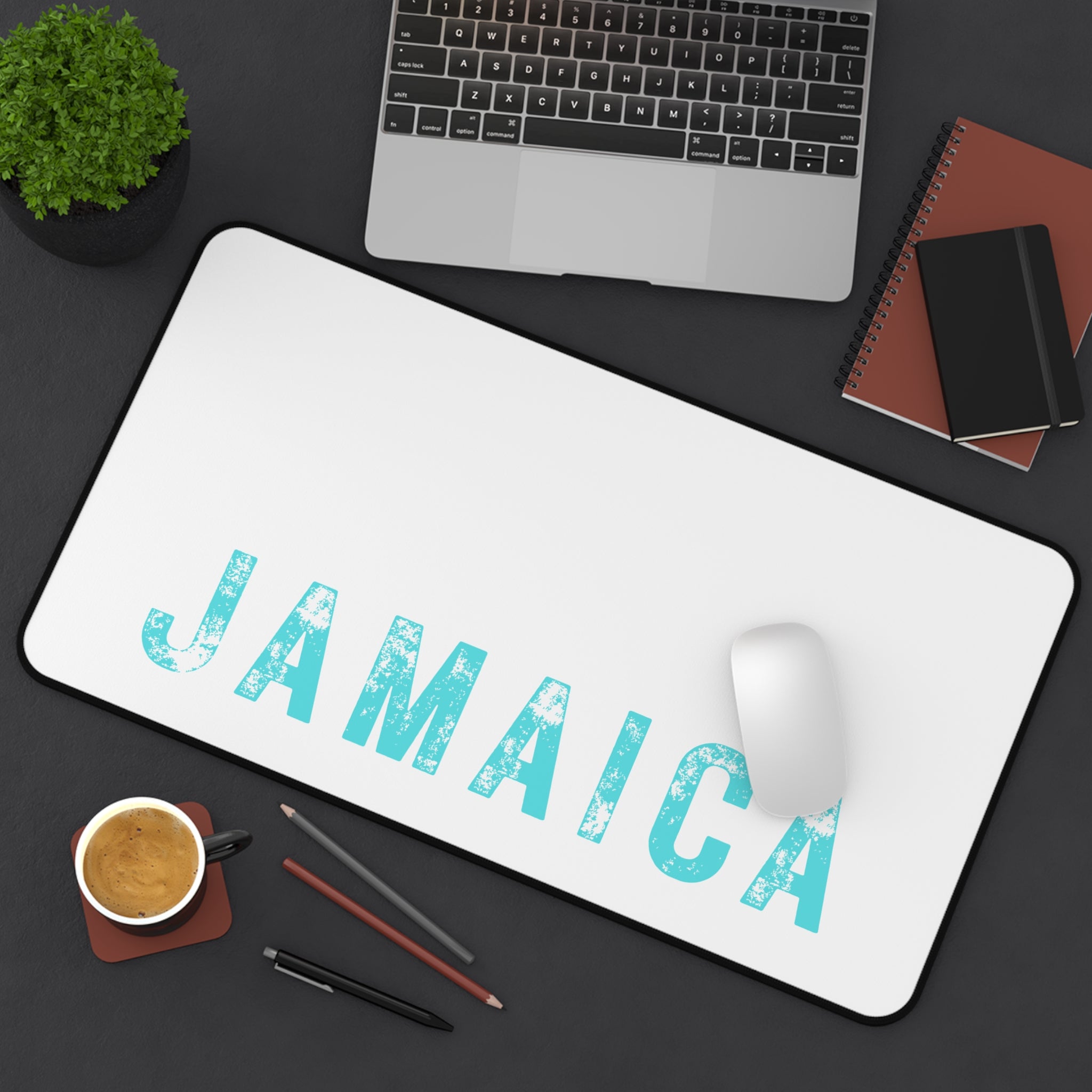 Desk Mat With Bold "Jamaica" print.