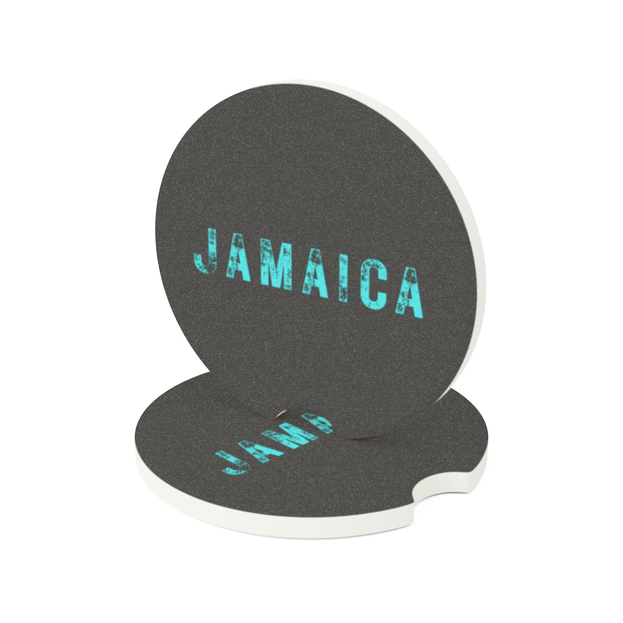 Soapstone Car Coaster With Bold "Jamaica" Print.