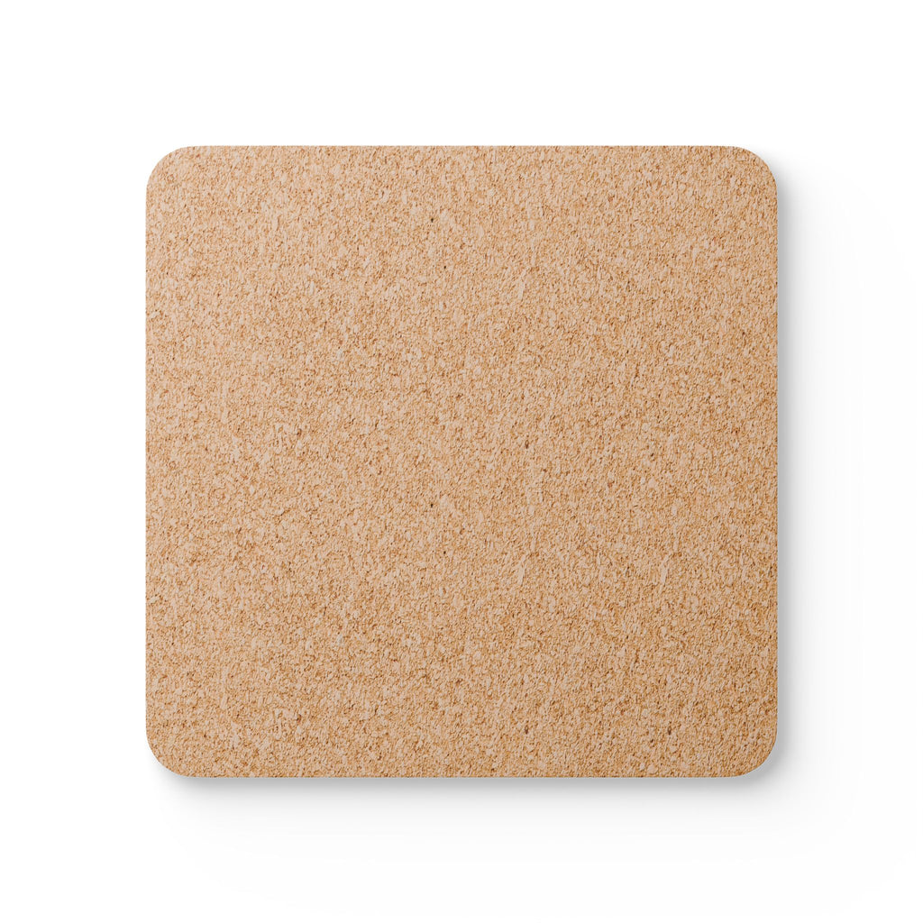 Modern Turquoise Corkwood Coaster Set, with "Jamaica" stamp print design.