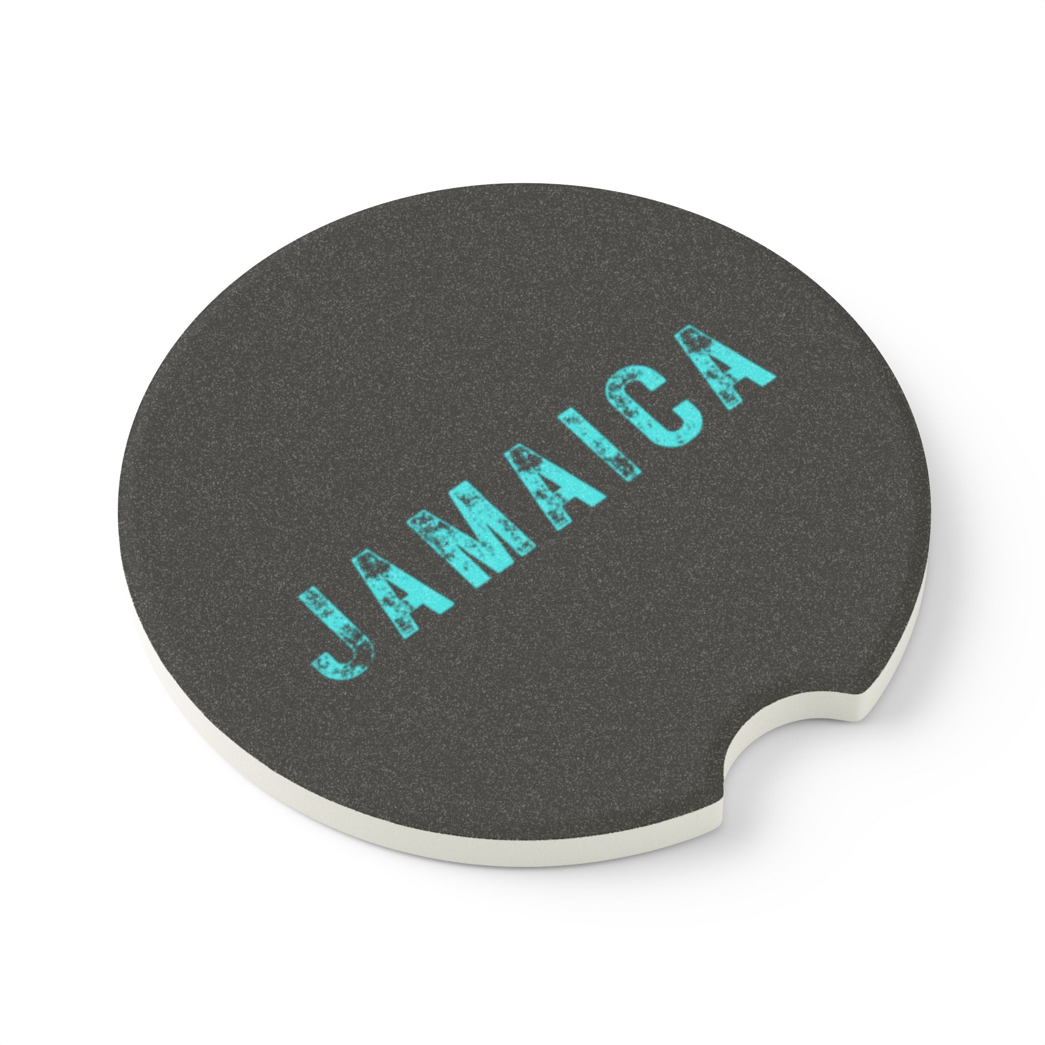 Soapstone Car Coaster With Bold "Jamaica" Print.