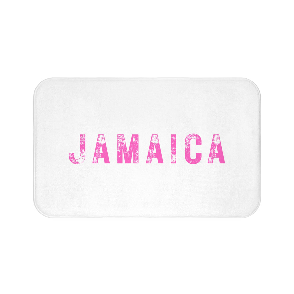 Bath Mat With Bold "Jamaica" Print.