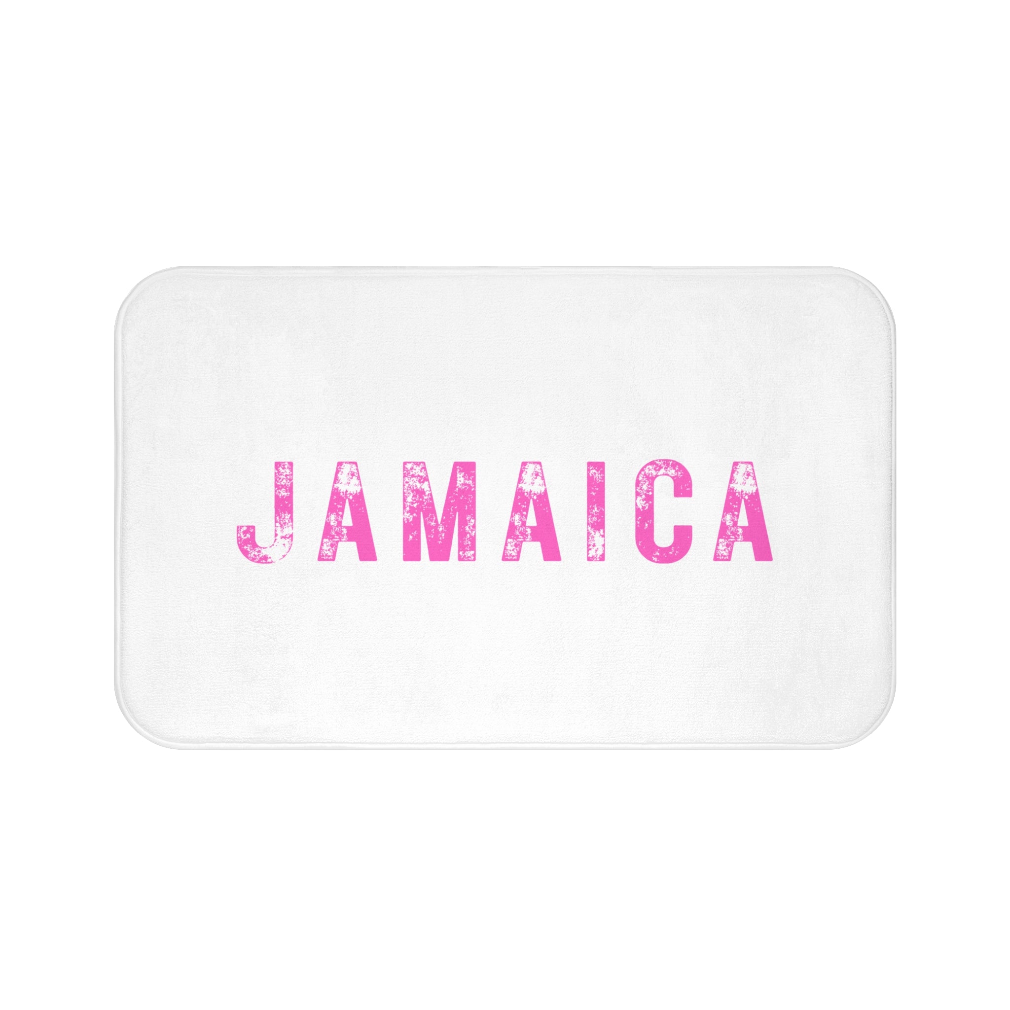 Bath Mat With Bold "Jamaica" Print.