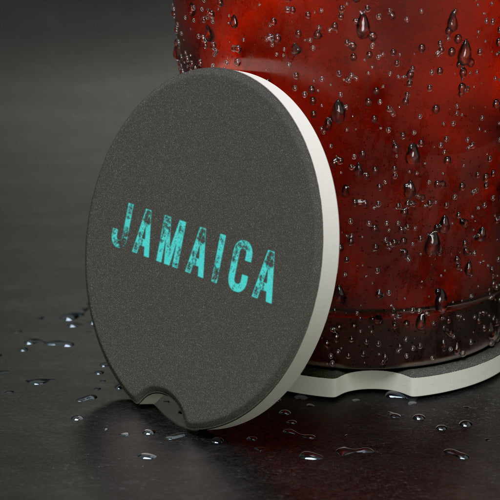 Soapstone Car Coaster With Bold "Jamaica" Print.