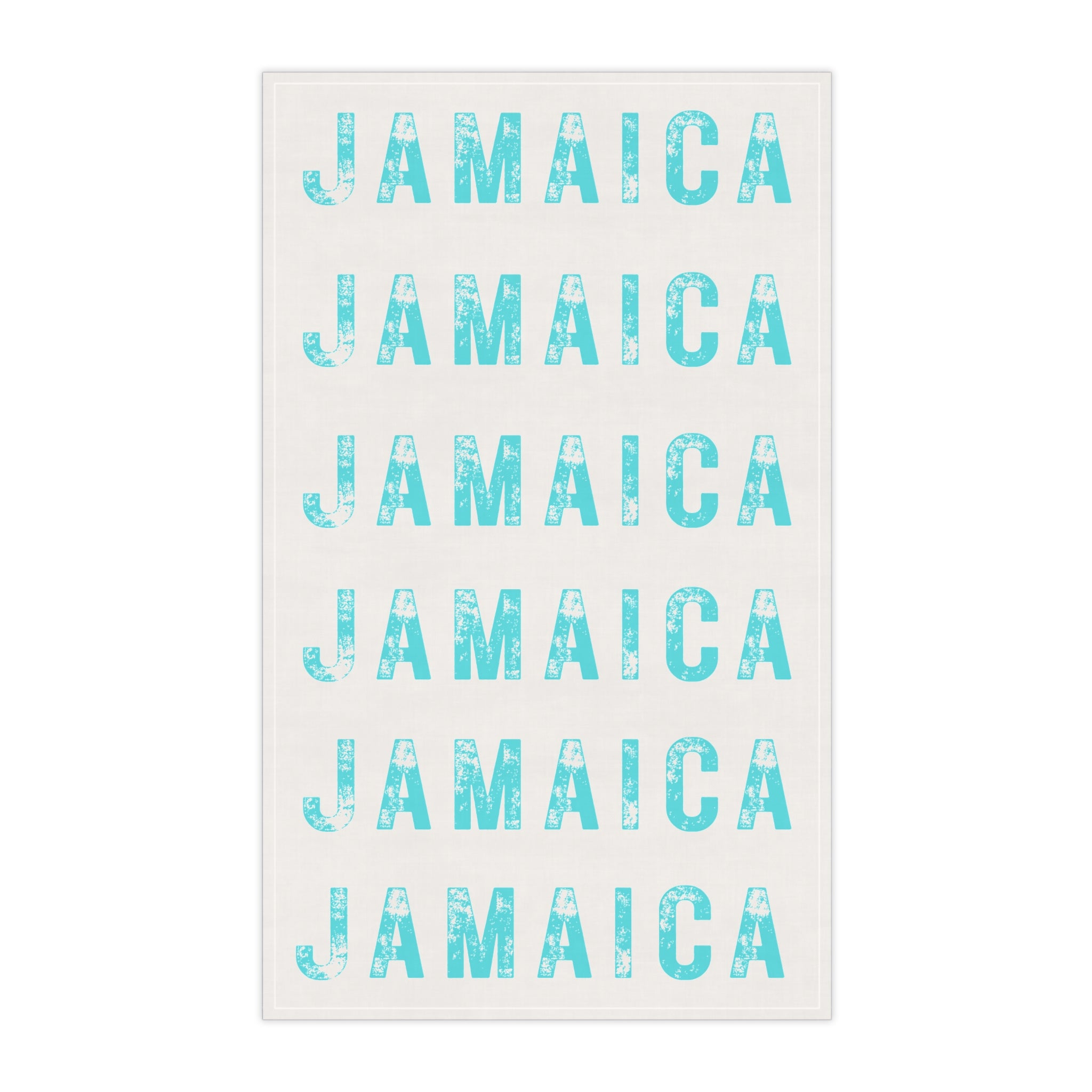 Tea Cloth with bold "Jamaica" print.