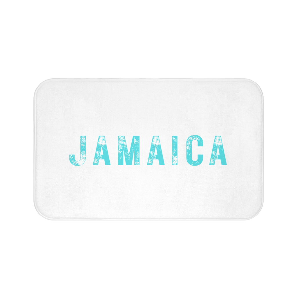 Bath Mat With Bold "Jamaica" Print.