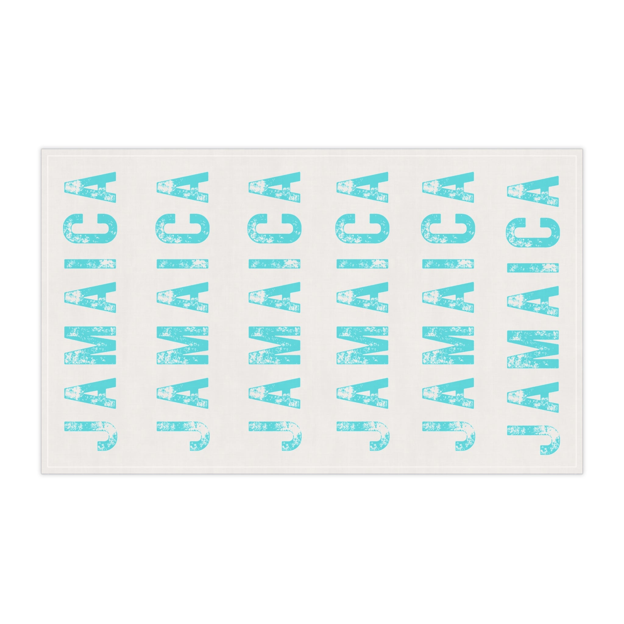 Tea Cloth with bold "Jamaica" print.