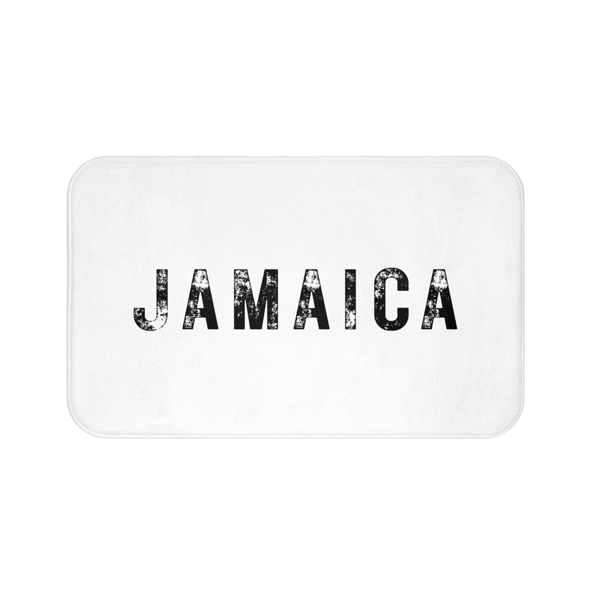 Bath Mat With Bold "Jamaica" Print.