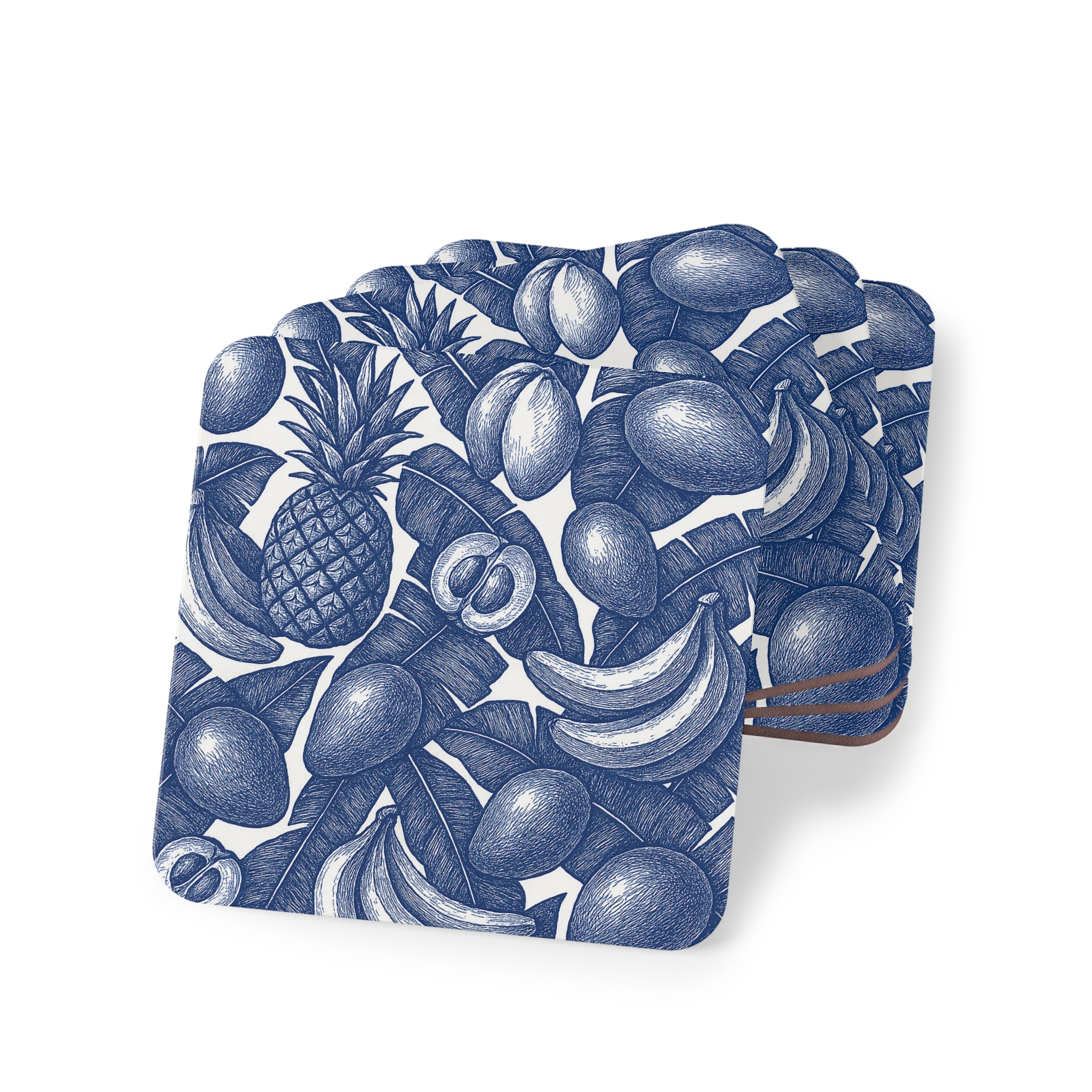 Coasters With Vintage Tropical Fruit Print.