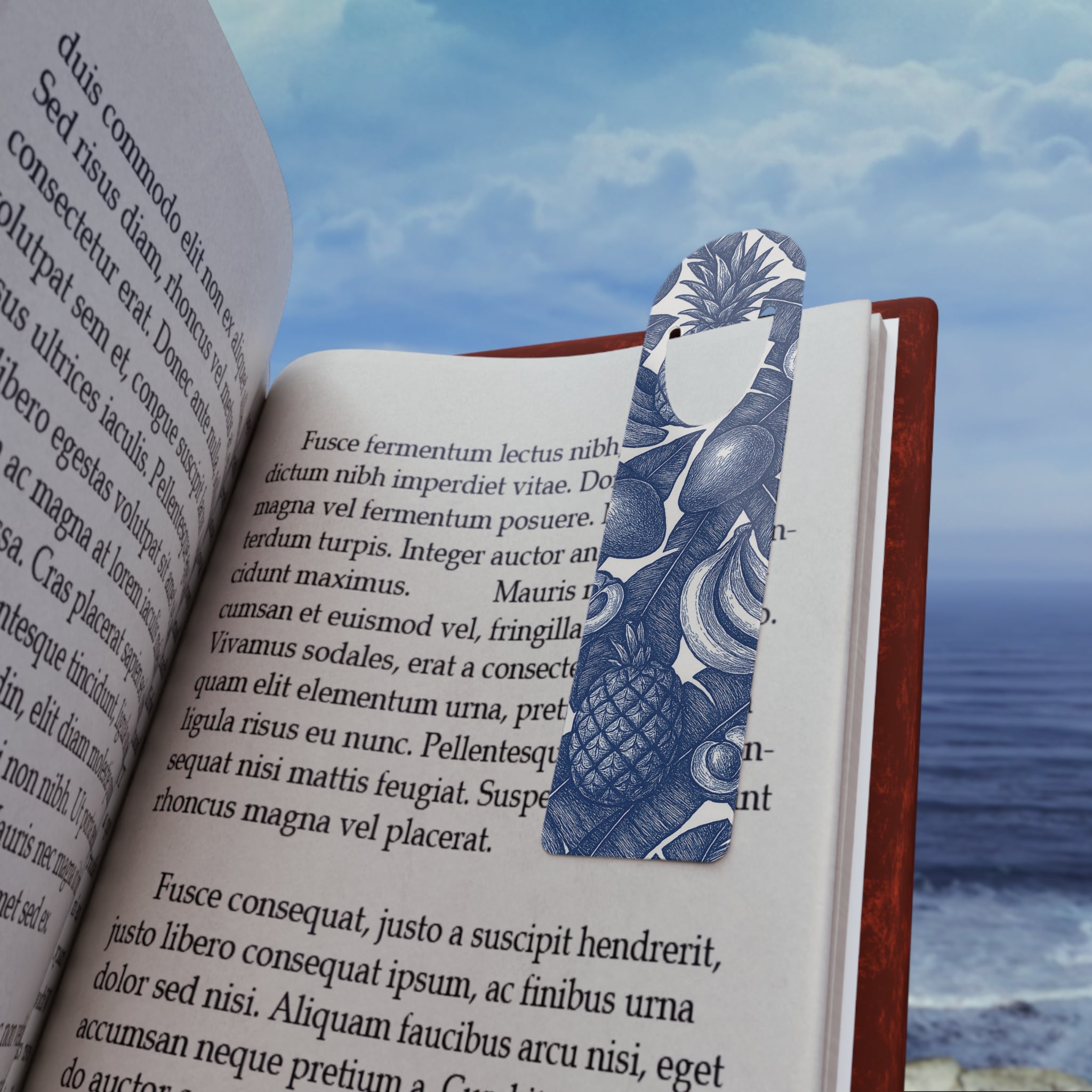 Bookmark In Vintage Tropical Fruit Print.