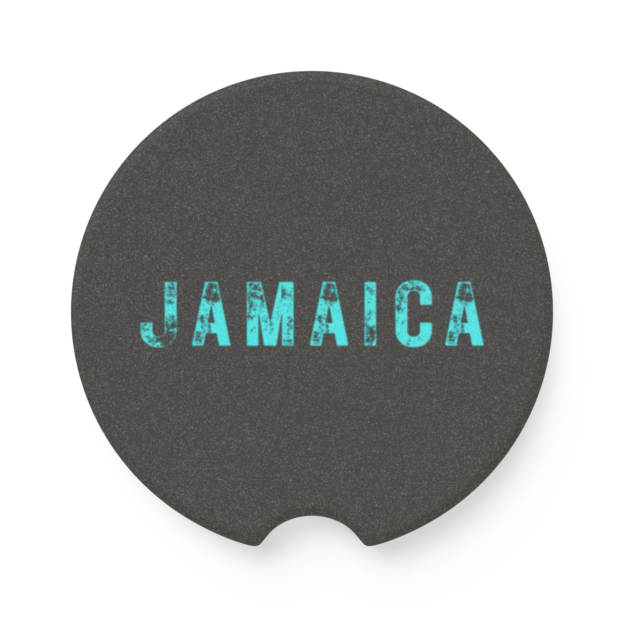 Soapstone Car Coaster With Bold "Jamaica" Print.