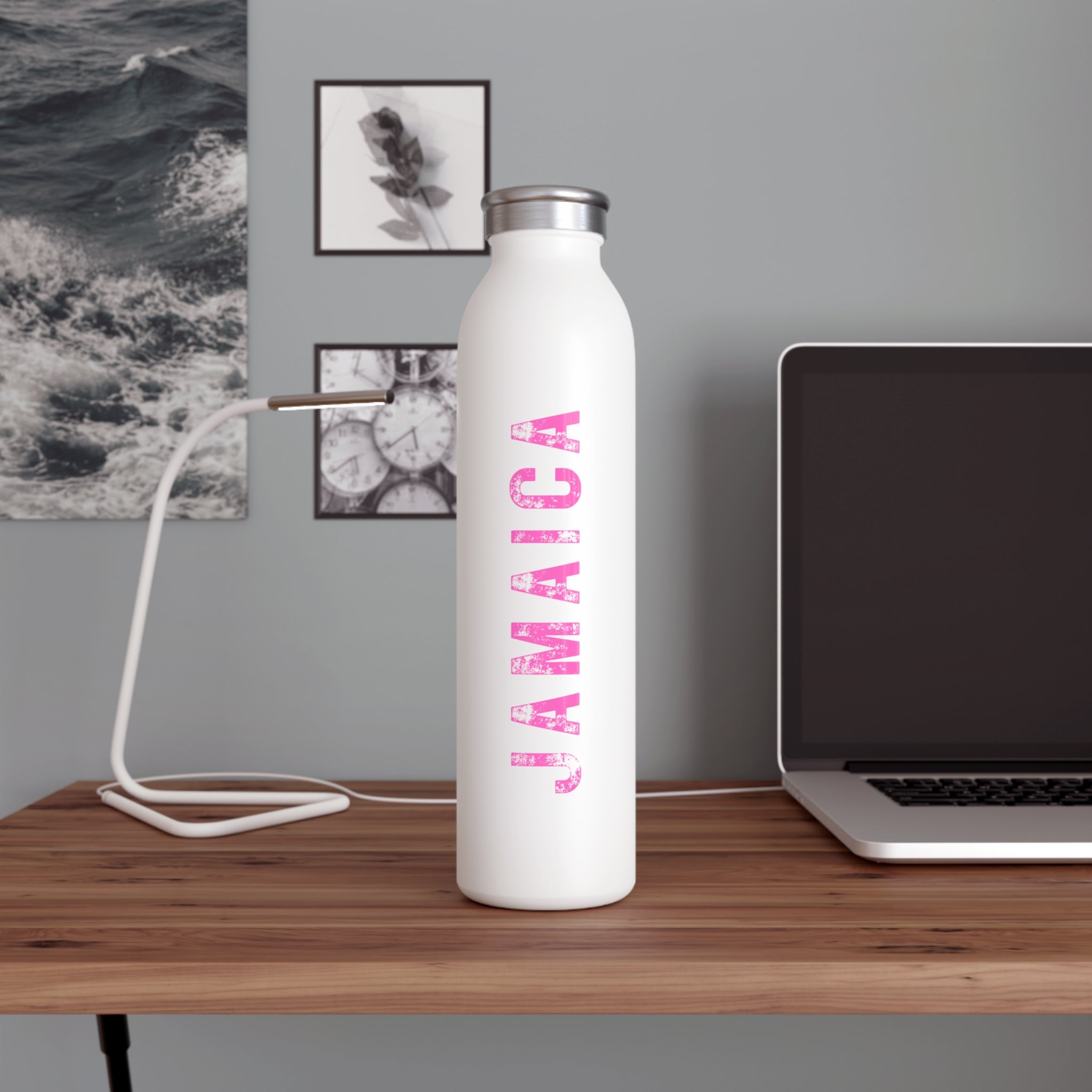 Pink & White Water Bottle