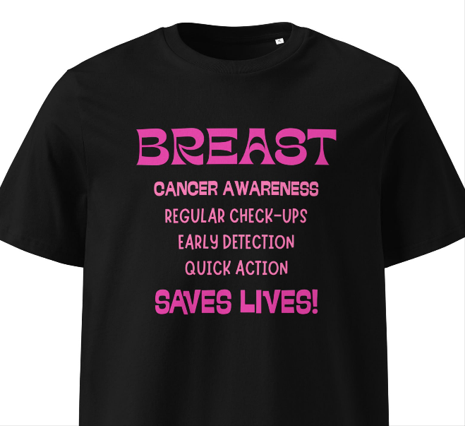 Pink & Black, Breast Cancer T-shirt (Unisex)