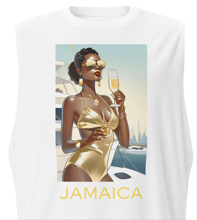 Muscle T-Shirt With Yacht Scene