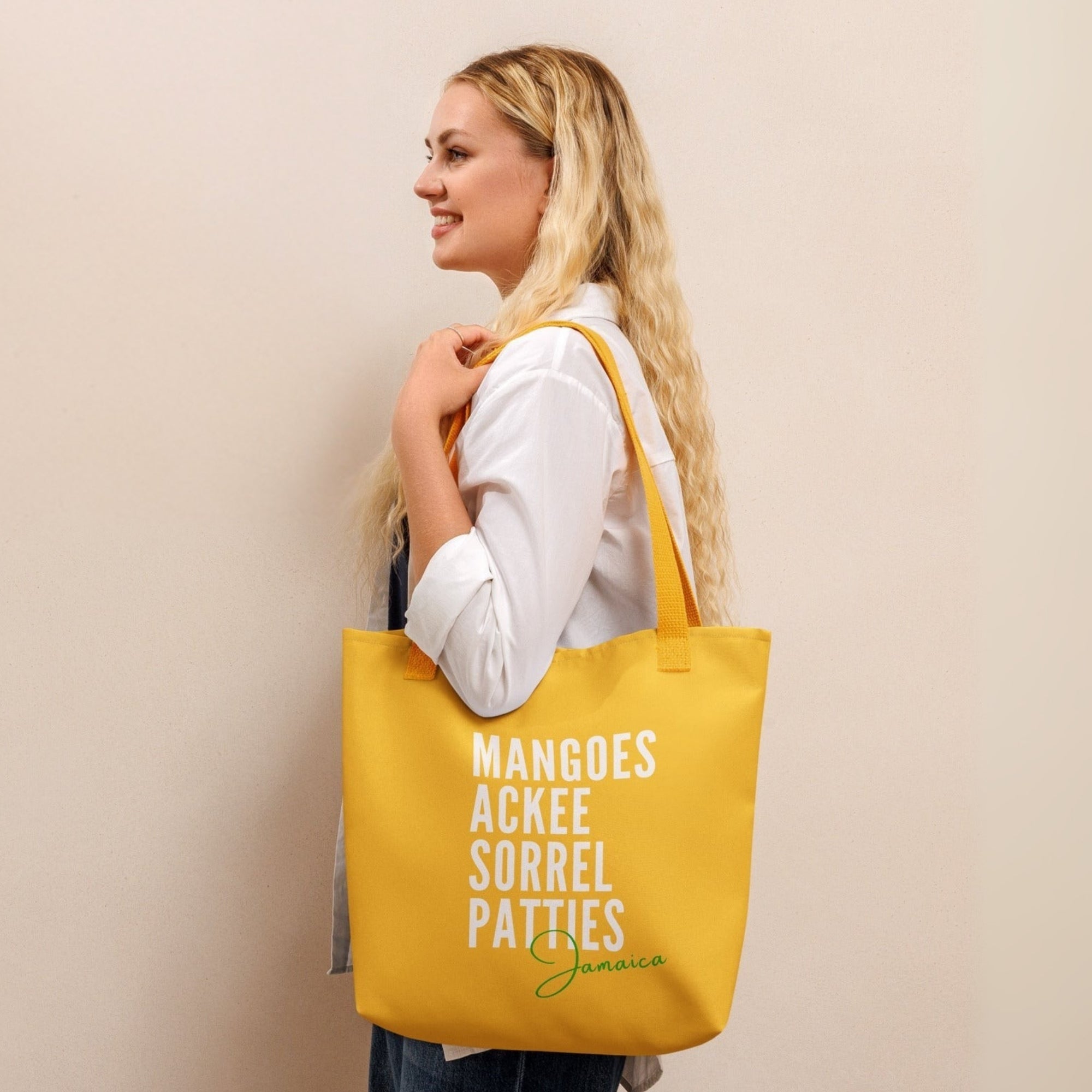 Bright yellow tote bag